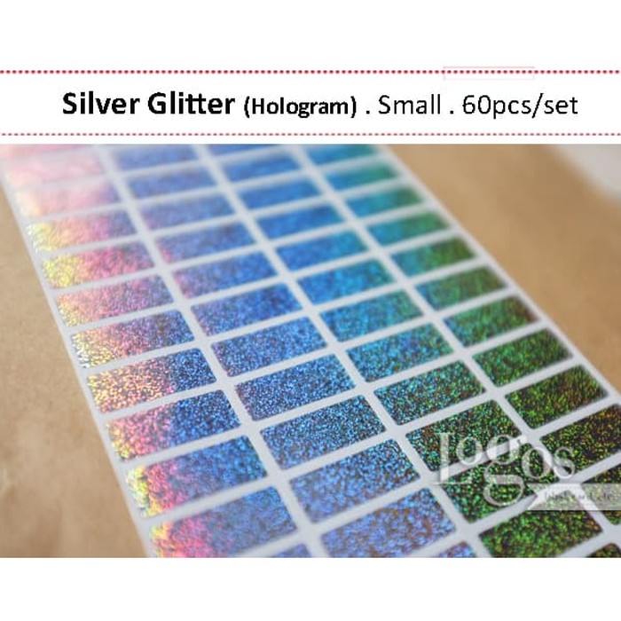 

HNVHH894 Silver Glitter SMALL. Sticker label hologram online shop