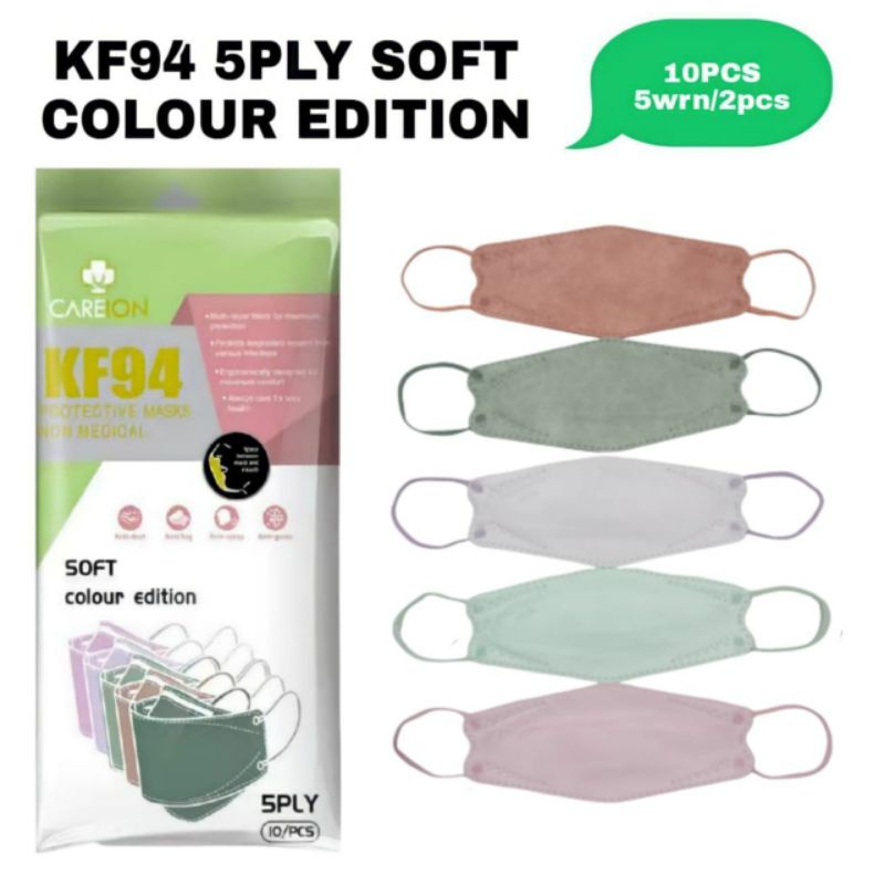 Masker Kf94 Careion Warna Warni Pastel Mix soft Strong Isi 10 Pcs