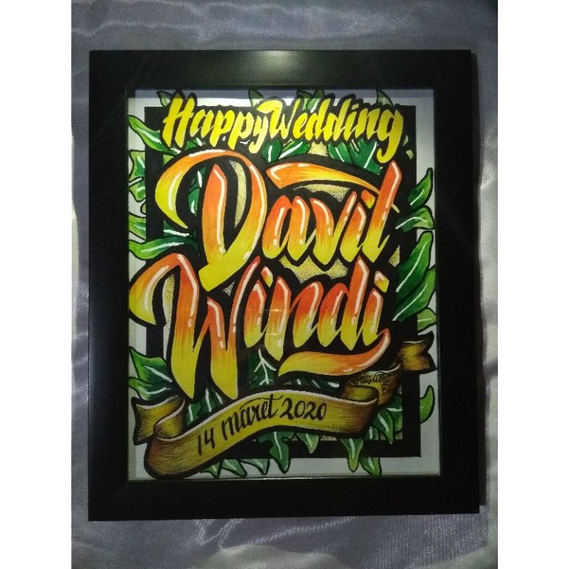 lettering 20×25 cm + bonus frame (handmade)