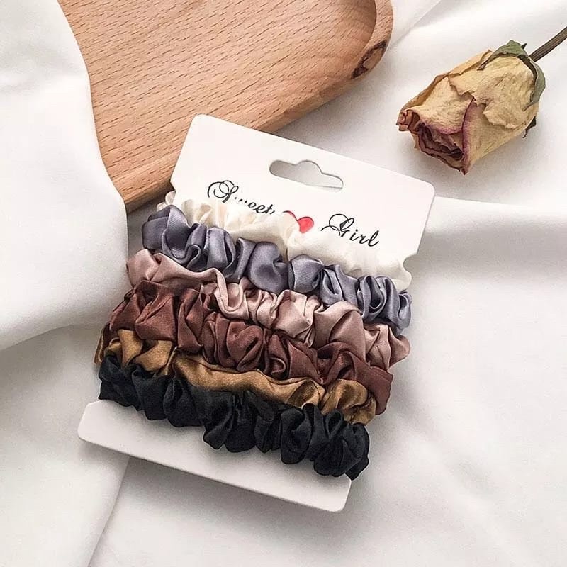 5PCS!!! Ikat Rambut Scrunchie Ikat Rambut Cepol Kunciran ikat Rambut Scrunchie Wanita Fashion Korea Aksesoris Kunciran iket Rambut Scrunchie