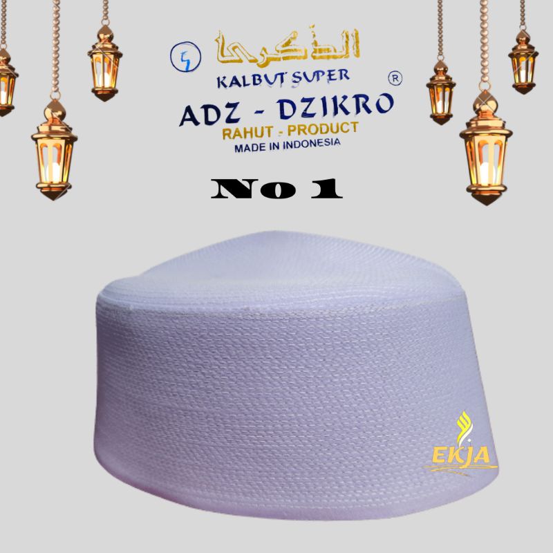 Peci Putih Adzikro Original Asli Kopiah Batok Adz dzikri Kalbut Kaku Tinggi Standart Fashion Muslim 