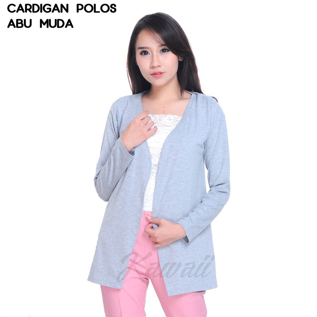 YUGANA - CRSPX Cardigan Wanita Cardigan Spandex Cardigan Polos Jumbo Lengan Panjang Murah Kekinian-6