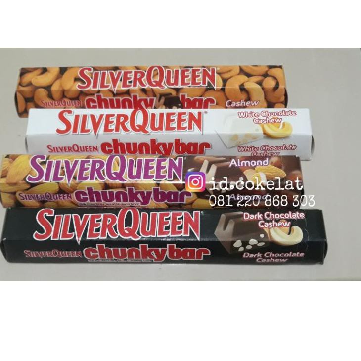 

Terbaru SILVERQUEEN CHUNKY 100GR ALMOND - MEDE - DARK - WHITE