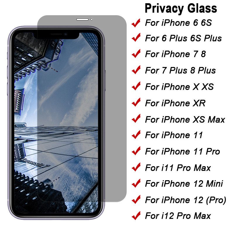 Pelindung Layar Tempered Glass 9H Anti Spy Untuk iPhone 11 7 8 Plus 6 6S SE 2020 2022 SE3 5 12 Pro X XR XS Max