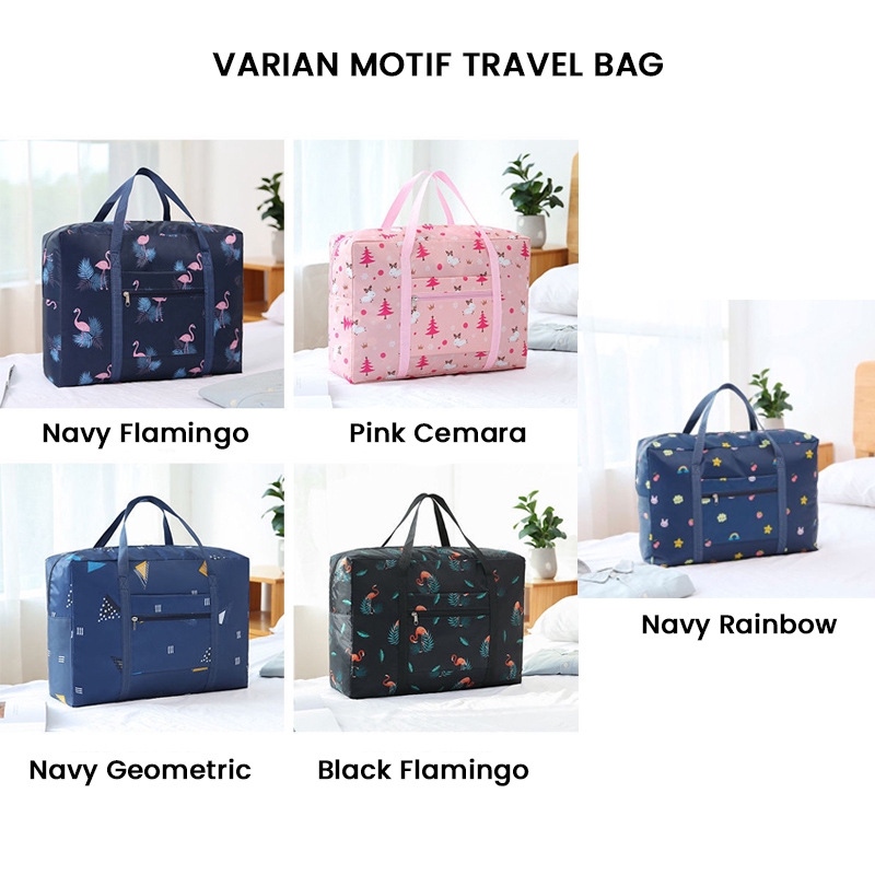 Tas Traveling Wanita Lipat Motif Foldable Travel Bag Organizer Waterproof