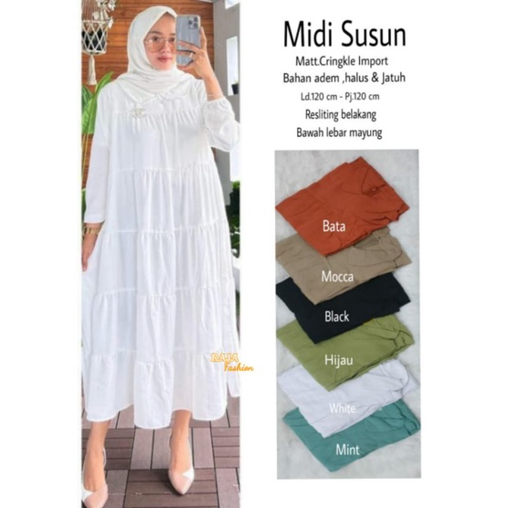 MIDI DRESS POLOS SUSUN / Gamis Midi / Midi Dress Terbaru