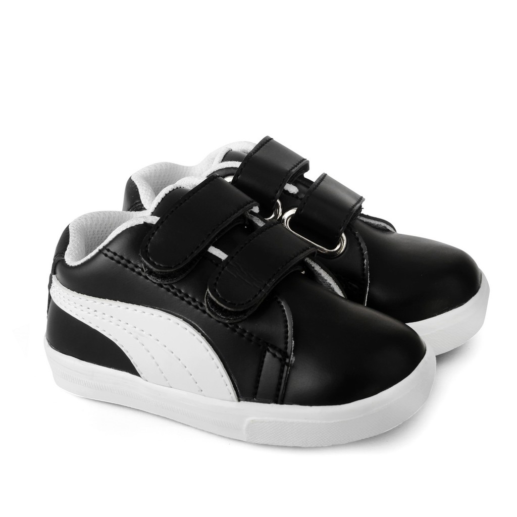 sepatu anak cowok bahan sintetis usia 1 2 tahun terbaik PM HITAM