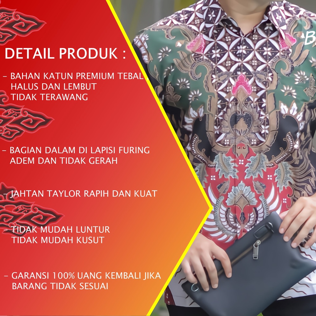 KEMEJA BATIK PRIA PREMIUM LENGAN PANJANG REGULAR BATIK ALUNA PCW 029