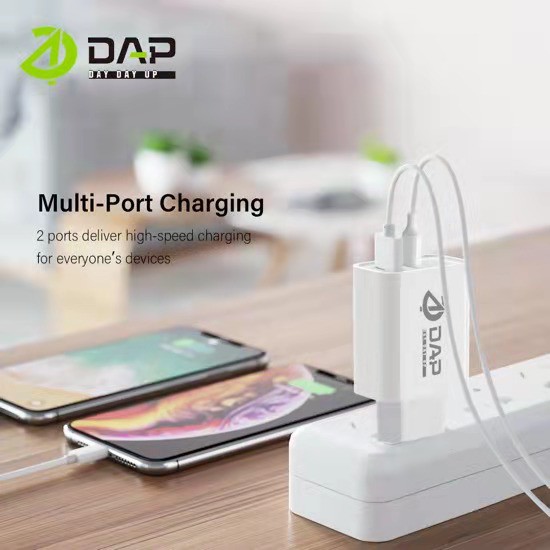 DAP TURBO Charger Fast Charging Dual Output USB &amp; Type C - Garansi 1 Tahun D-AP2