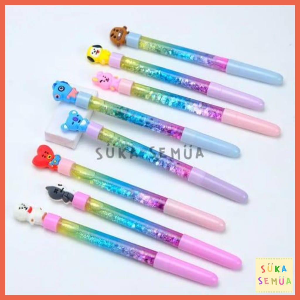 

Pena Air Glitter BT // Bolpen Pen GelPen Pulpen Gel Jeli Jely Jelly Karakter BT Gliter