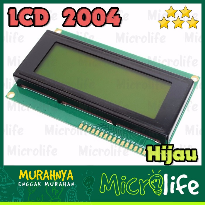 LCD 20x4 2004 Hijau Display Arduino Raspberr Pi