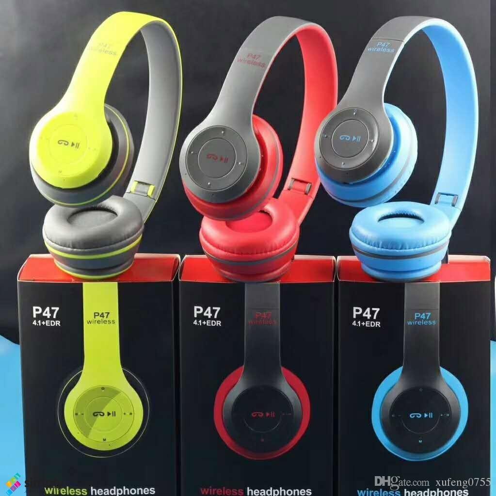 Headphone Bluetooth Wireless Sound Audio Stereo Murah Free kabel charge cable Aux p47