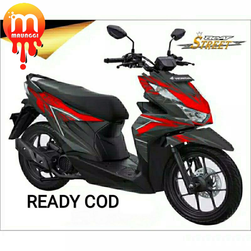 Decal beat street full body Striping motor beat full motif Sticker variasi beat street merah
