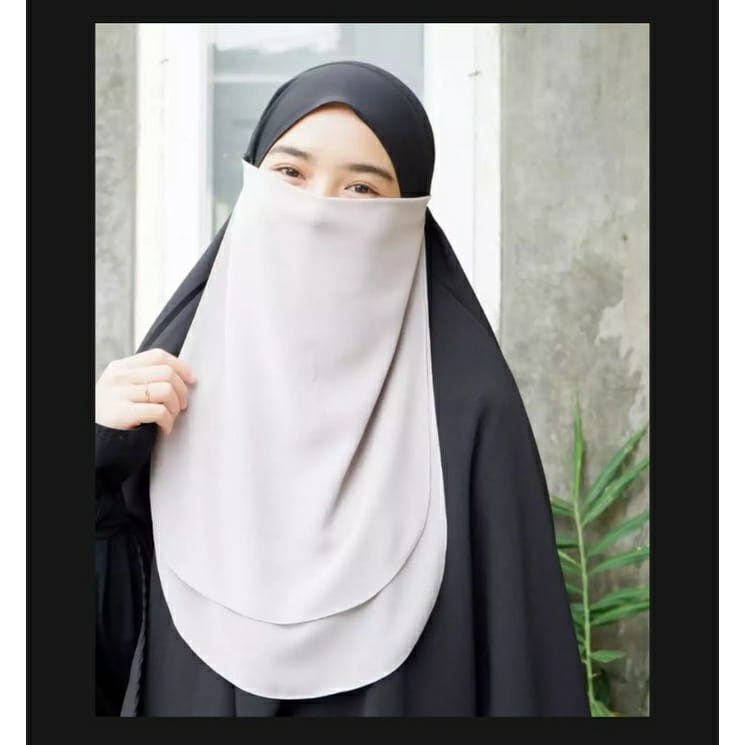 Cadar tali 2 lapis / niqab 2 lapis / Cadar 2 layer wolfish (tanpa jahitan dibawah mata)