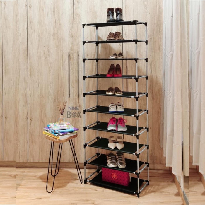 Rak Sepatu jumbo Keren SET 4IN 1 serbaguna Lipat Transparan kayu R5X0 Layer Tebal multifungsi anti d