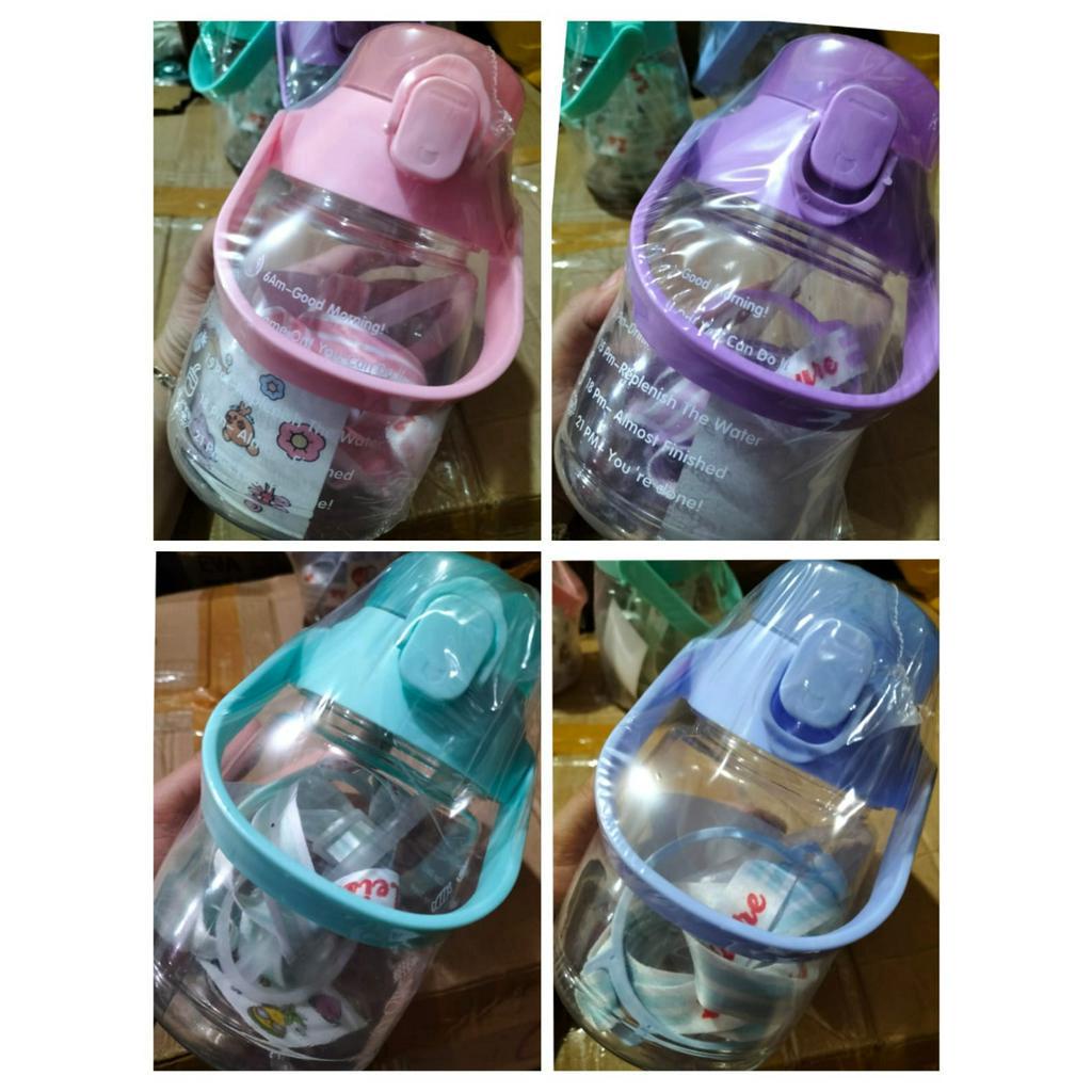 Botol Minum Anak Botol Gemoy 1.2 Liter /Botol MInum Viral anak Big belly Gratis stiker,sedotan,handle,tali panjang BPA FREe/Big Belly Water Bottle Botol Viral Tumbler