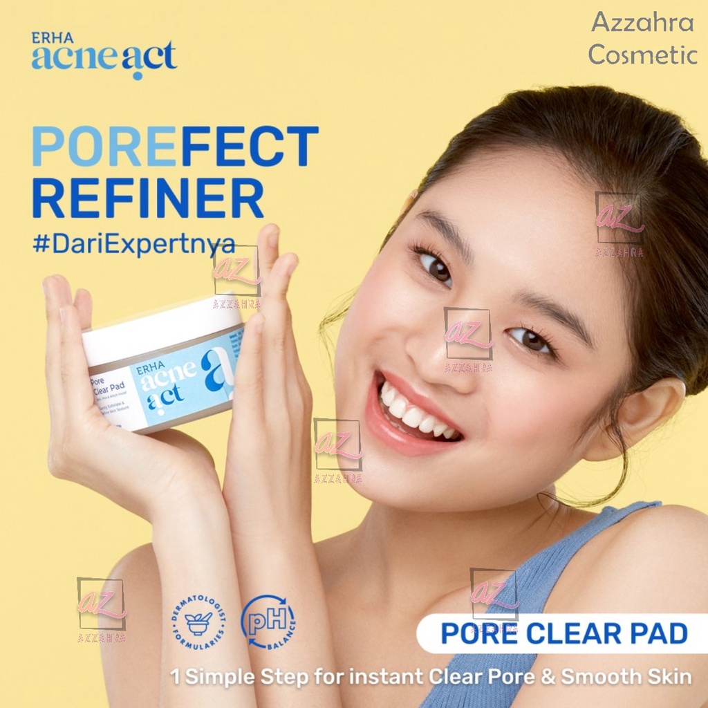 ERHA Acneact Pore Clear Pad 90g | Kapas Eksfoliasi Wajah Berjerawat