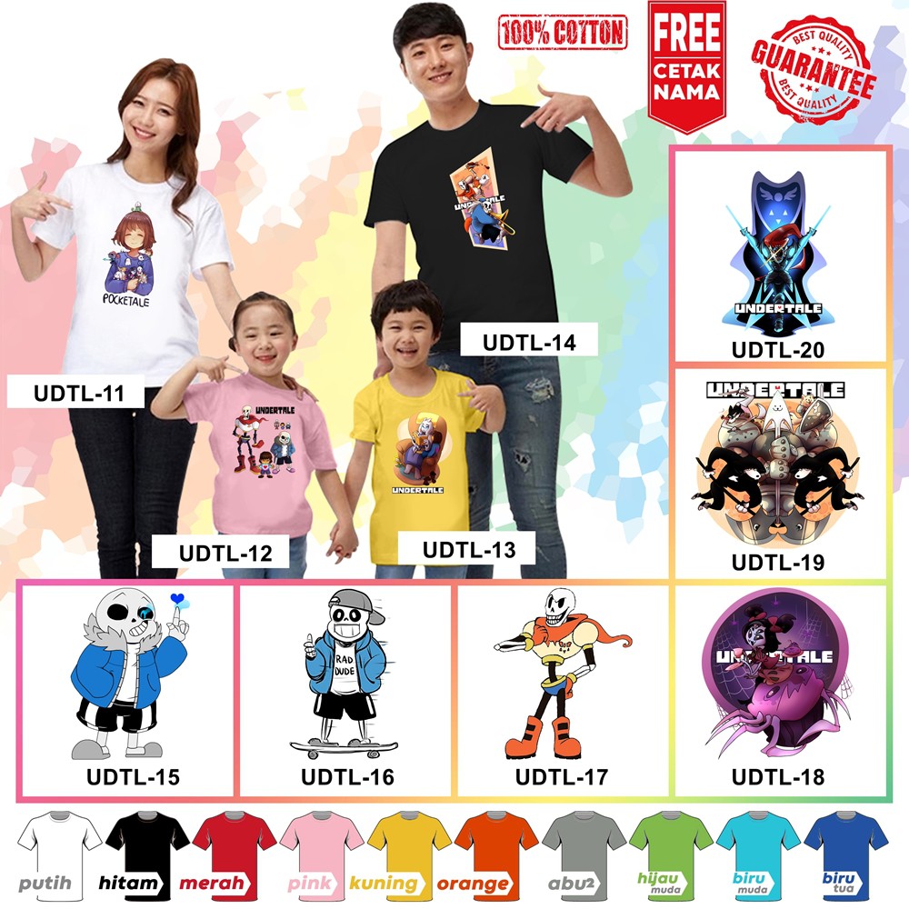 [FREE NAMA!!] Baju Kaos COUPLE  ANAK DAN DEWASA UNDERTALE BANYAK MOTIF