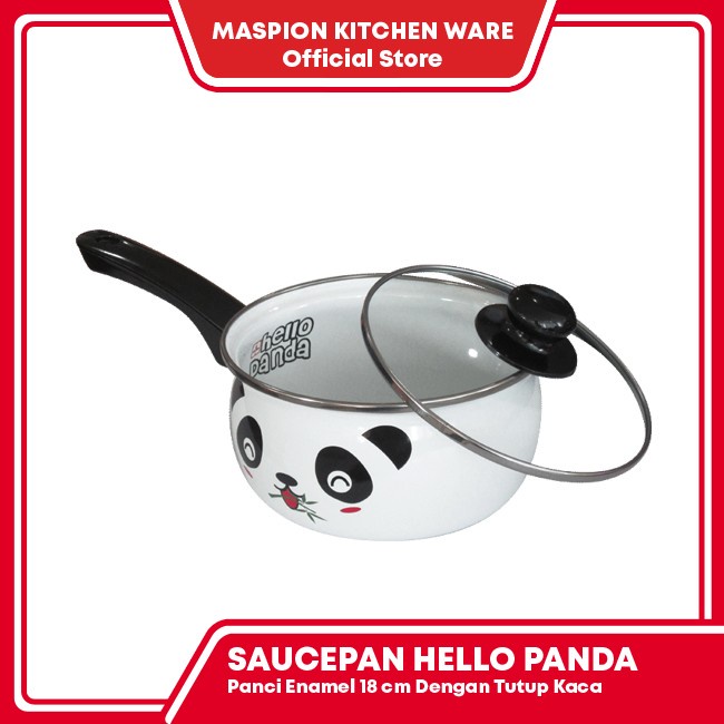 MASPION SAUCEPAN/PANCI SUSU ENAMEL HELLO PANDA 18 CM