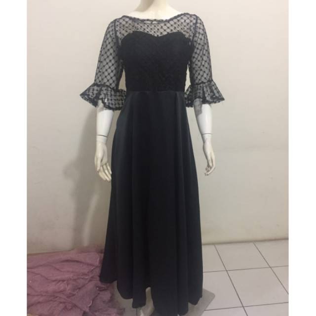 Black Evening Gown /Long Dress Brukat