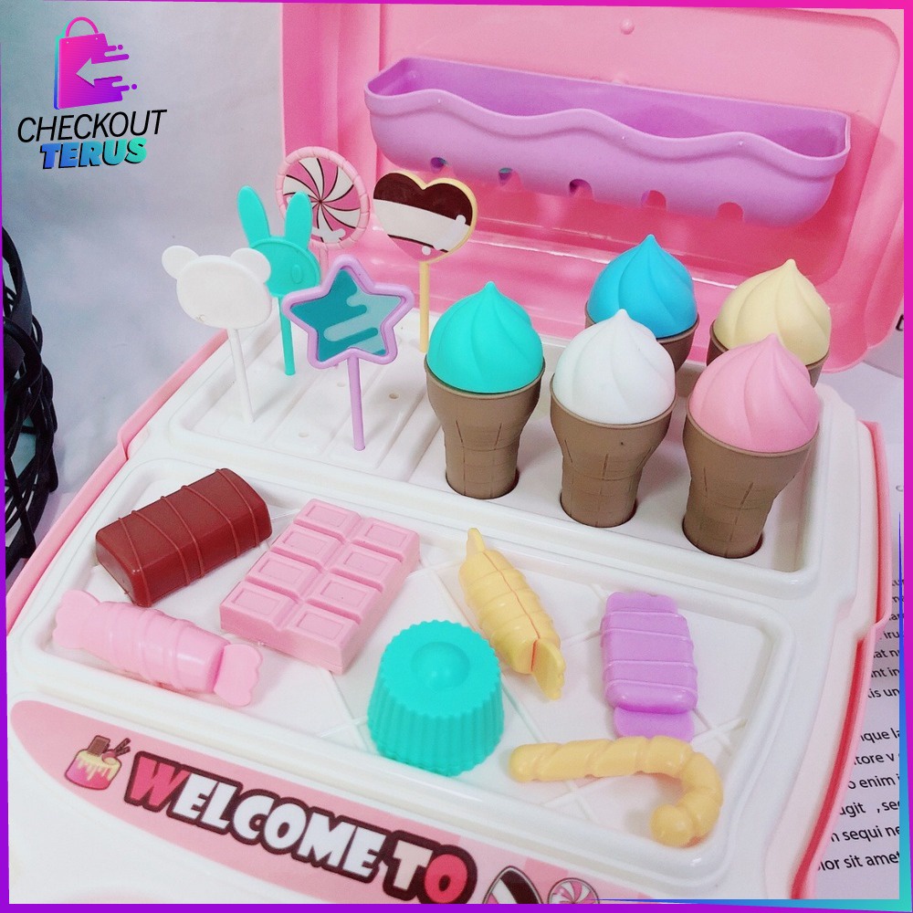 CT M108 Mainan Kitchen Set Mainan Masak Masakan Tas Ransel Anak Set Ice Cream Maker Dapur Wastafel Pretand Play
