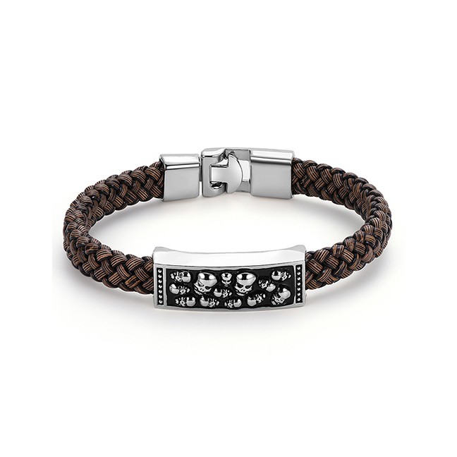 LRC Gelang Tangan Fashion Brown+silver Color Skull Pattern E74245