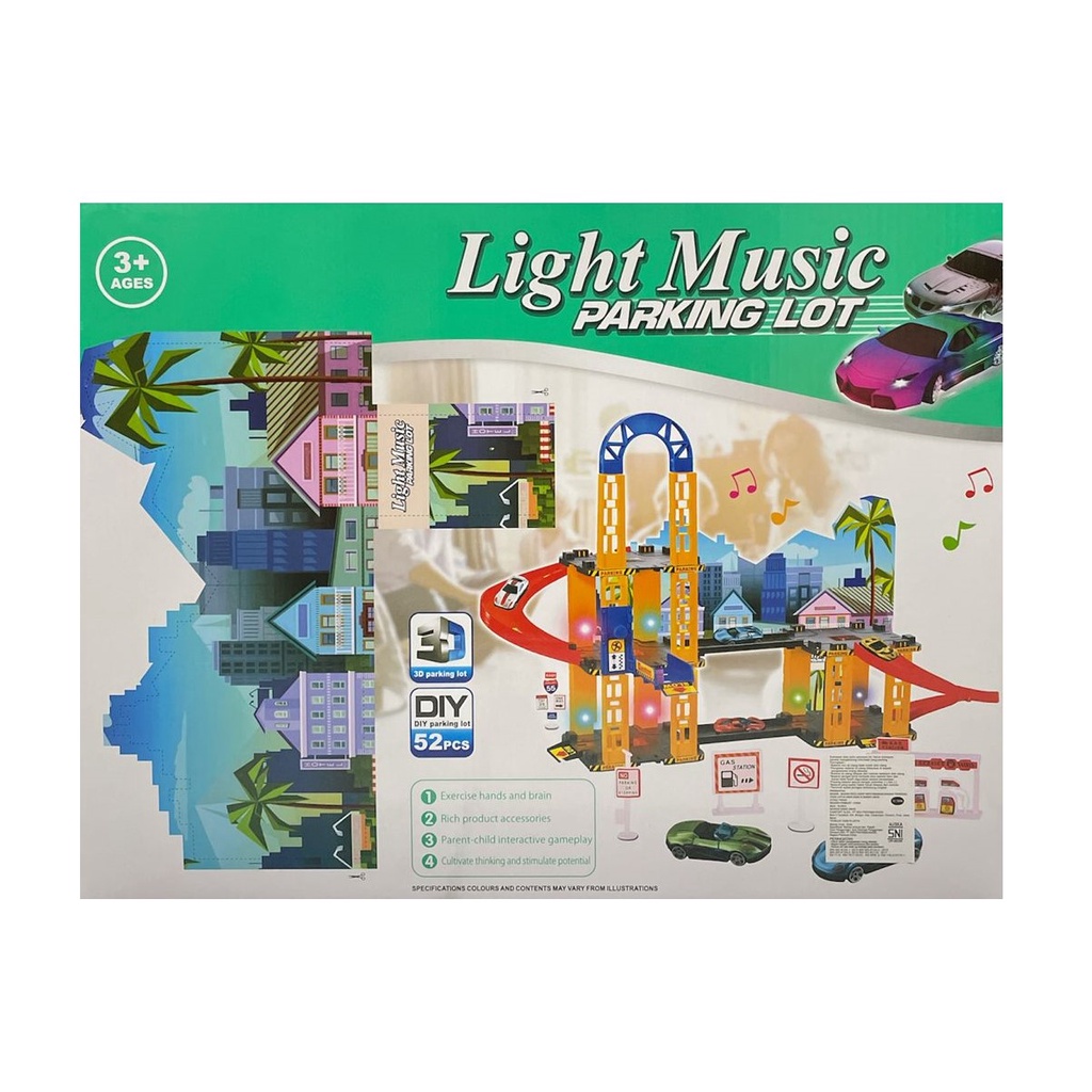 Mainan Anak LIGHT MUSIC PARKING LOT Diy Parking 52pcs 3D Parking Lot