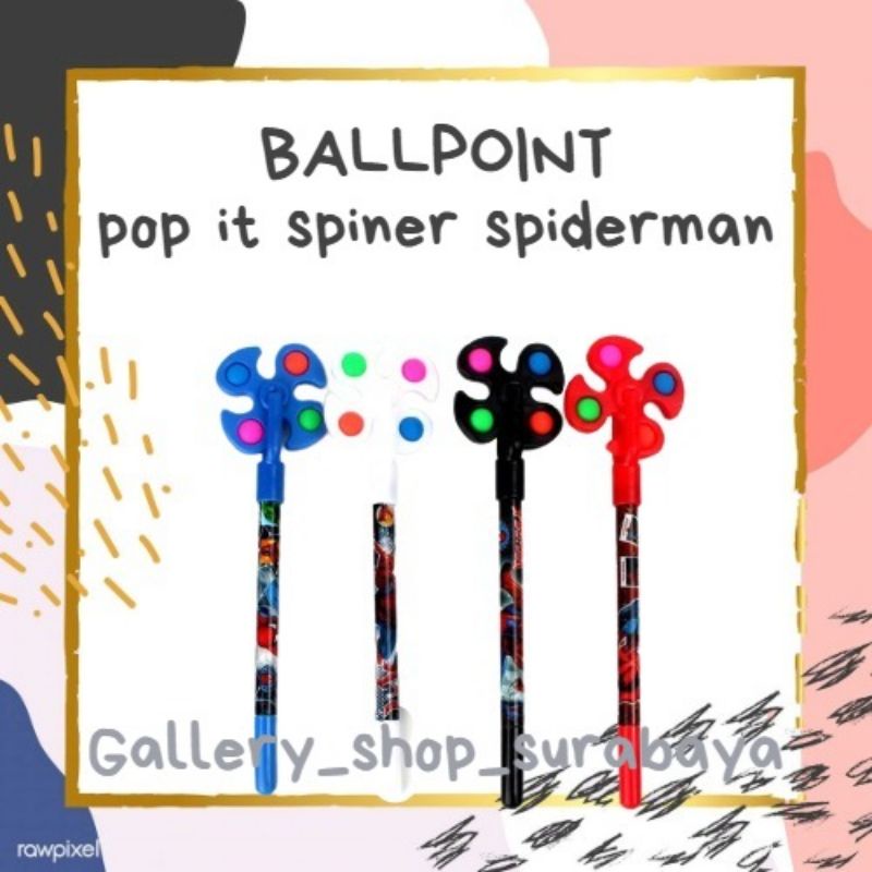 

BULPEN BOLPOIN PULPEN GEL SPINNER POP IT KARAKTER SPIDERMAN PULPEN FANCY LUCU TS SD SMP SMA KADO HADIAH PERALATAN ALAT TULIS