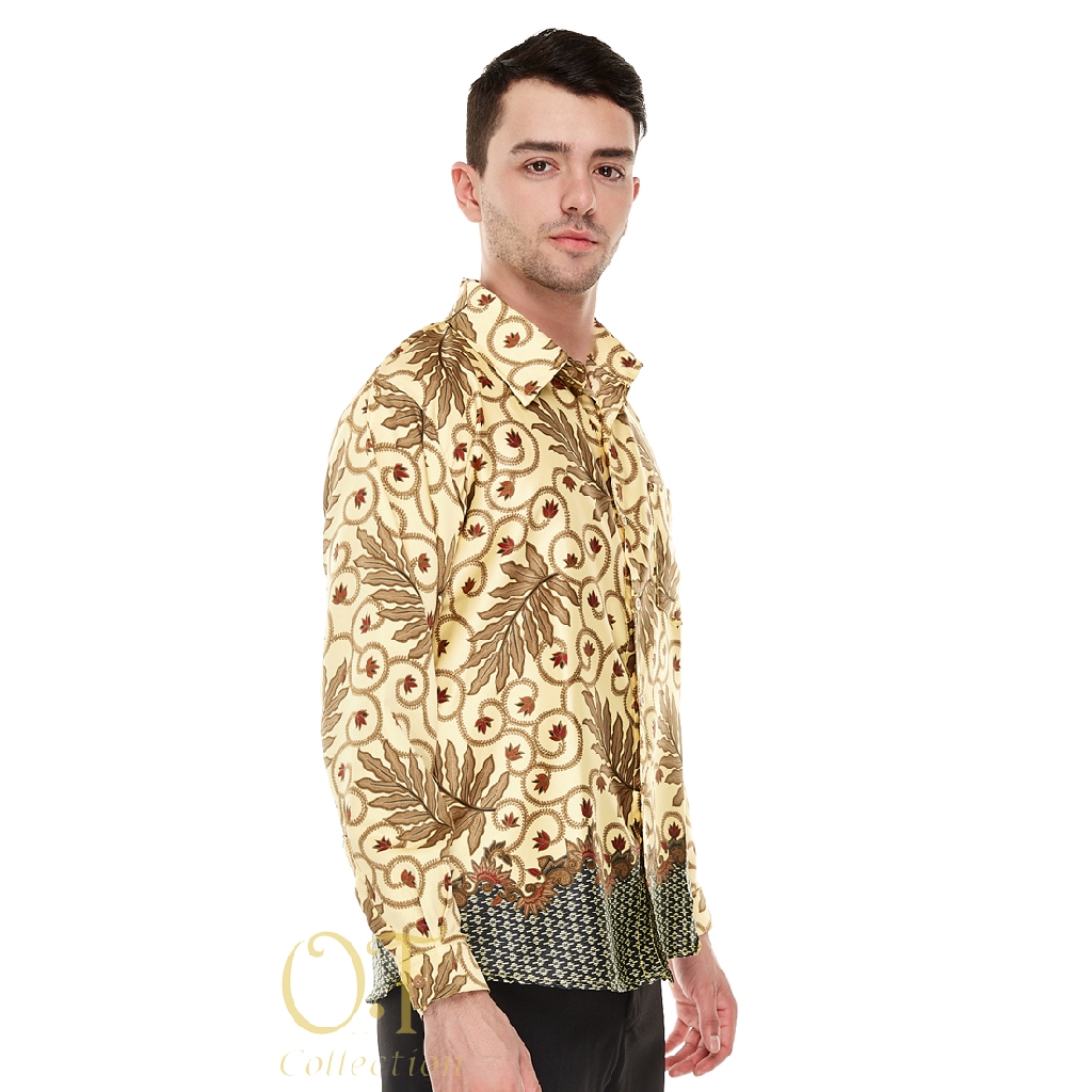 [batik leaf OT] kemeja batik premium satin velvet gliter