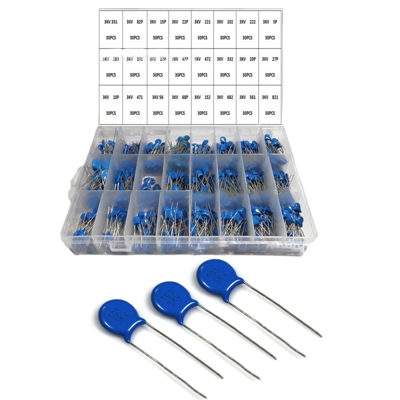 Kapasitor Keramik btsg 3KV Tegangan Tinggi Sample Box Ceramic Capacitor 24nilai 3000V