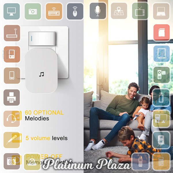 KERUI Bell Pintu Wireless Doorbell Waterproof 60 Tunes 1 Receiver - F53 - White`2SPZGP-