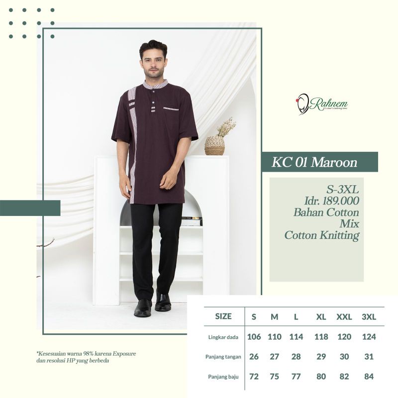Set baju koko rahnem ori lengan pendek dengan bahan adem nyaman dipakai, favorit semua pria kekinian