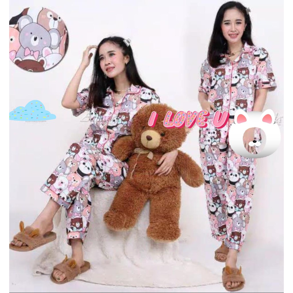 BAJU TIDUR WANITA KARAKTER CP / PIYAMA MOTIF KARAKTER / PIYAMA KARAKTER LUCU / BAJU TIDUR CEWEK-Party Panda