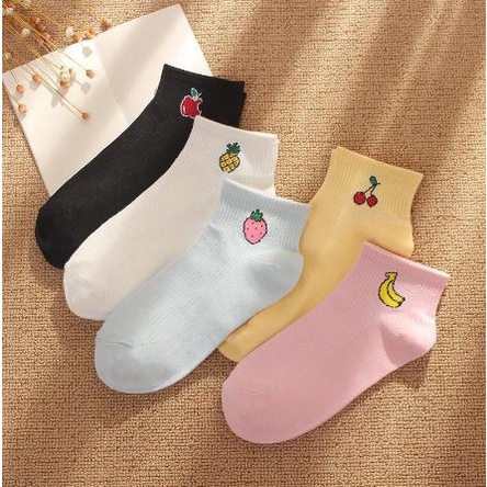 DF KK222 Kaos Kaki Motif Buah Cute Kaos kaki Pendek Socks Fruit Fashion Wanita Korea Import