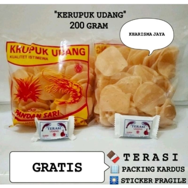 

@200 GR KERUPUK UDANG SUPER PANDAN SARI BONU S TEH/TERASI khas cirebon ENAK GURIH