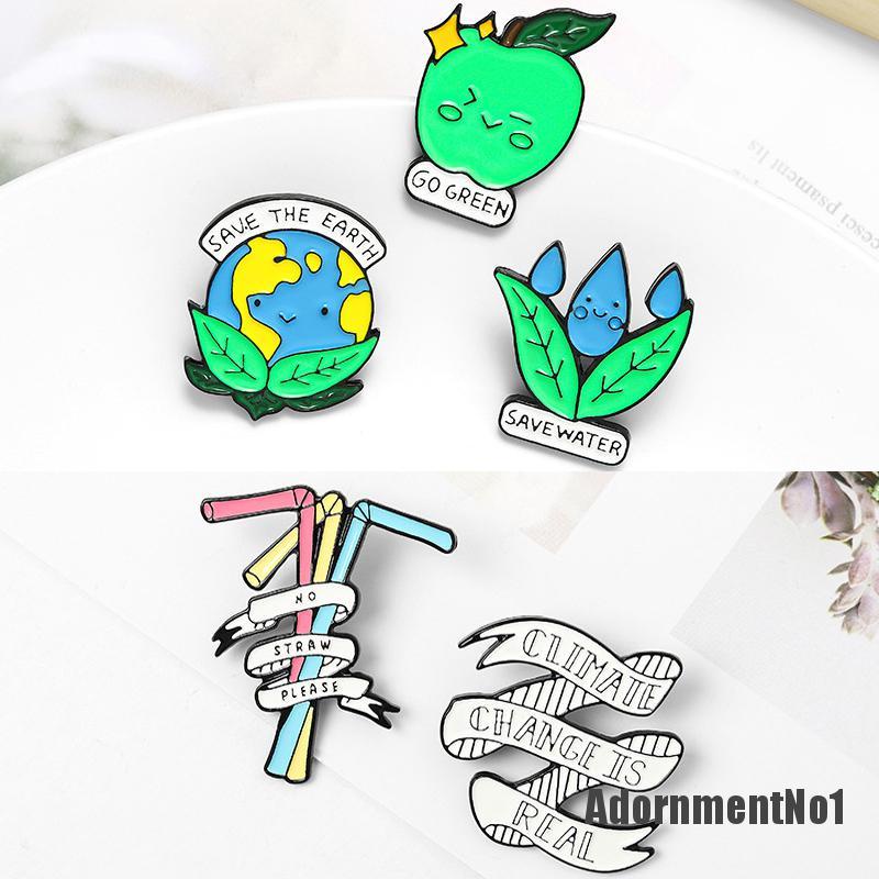 (Adornmentno1) Bros / Pin Enamel Motif Tulisan Save The Earth Untuk Aksesoris Pakaian / Tas