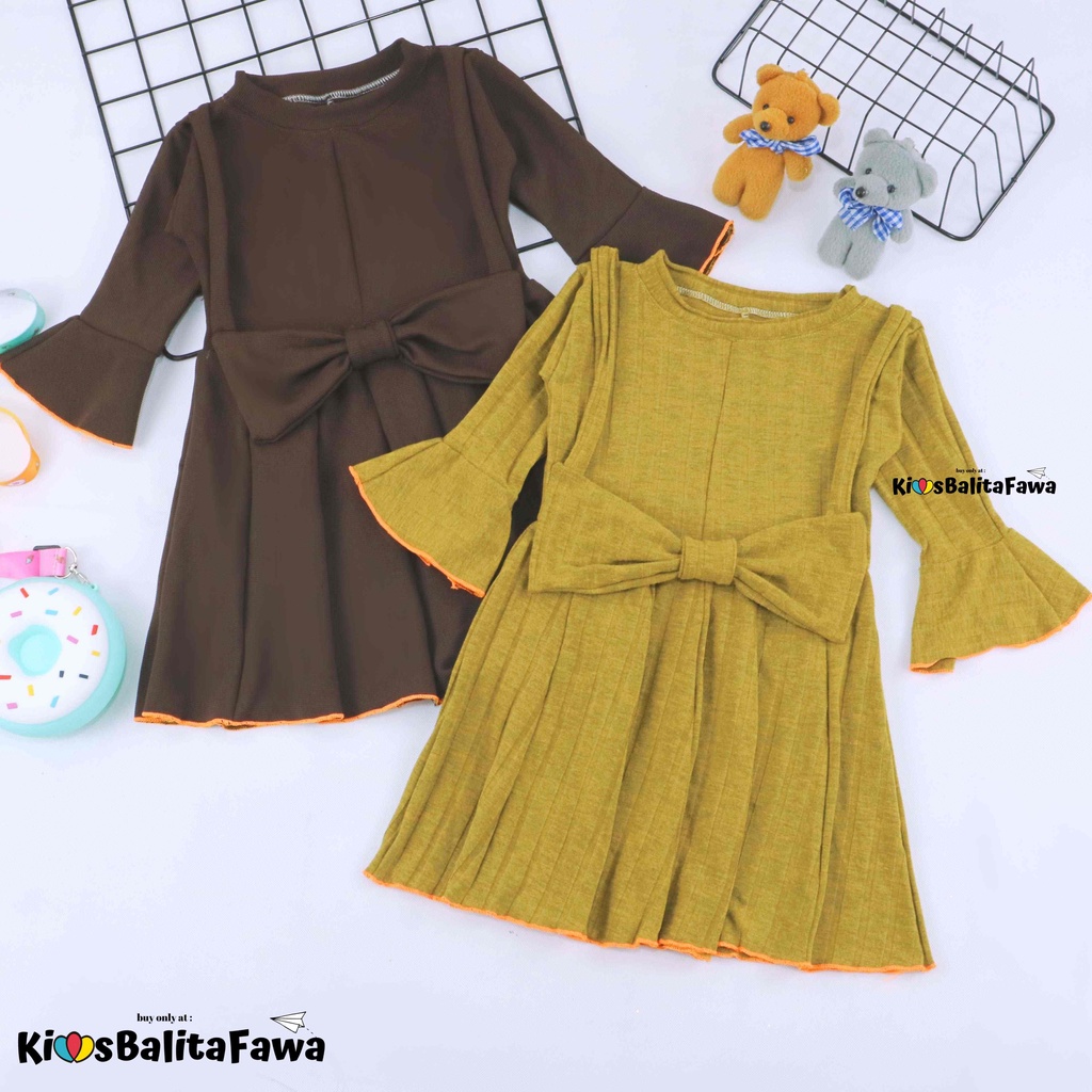 Overall Kirei uk 3-4Tahun / IMPORT Baju Gaun Pesta Dres Lengan Panjang Anak Perempuan Adem Murah