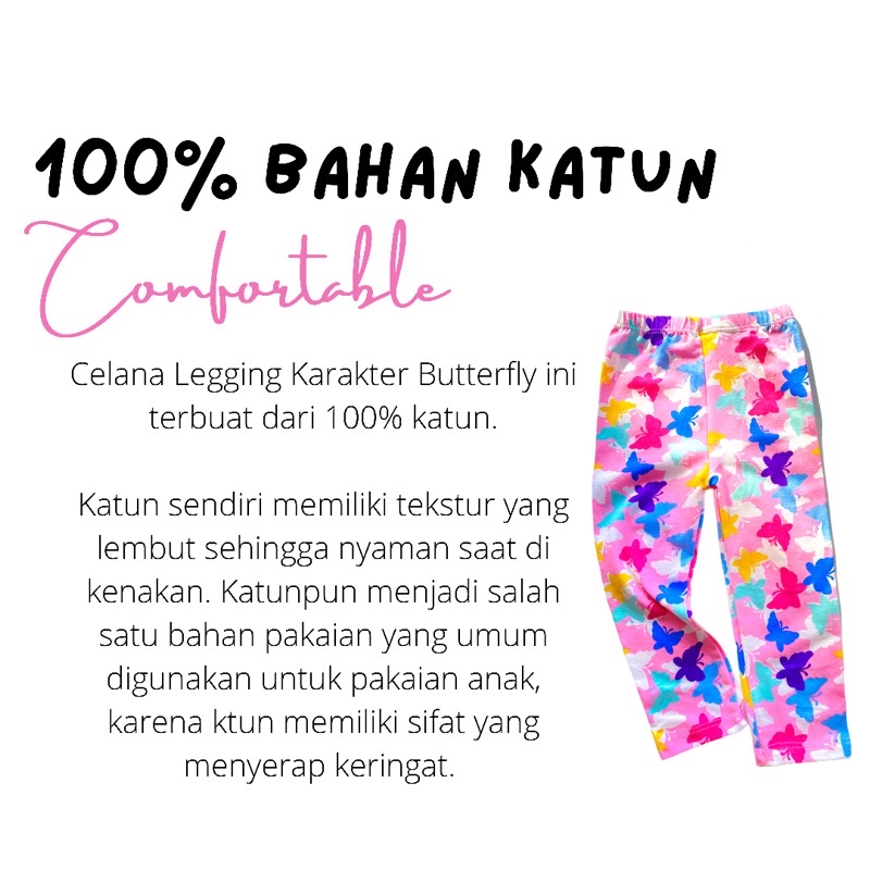 Legging Anak Perempuan Cewek Callysta Motif Butterfly Celana leging Anak Bayi Perempuan Katun Murah