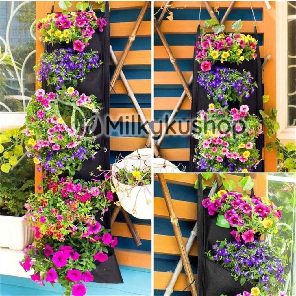 WALL PLANTER BAG EASY GROW NON WOVEN VERTIKAL 12 KANTONG HITAM