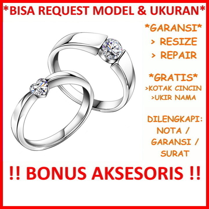 Gratis Ukir Nama Garansi Silver Asli Bisa Pesan Model Cincin Kawin Couple Perak Nikah Tunangan ID499