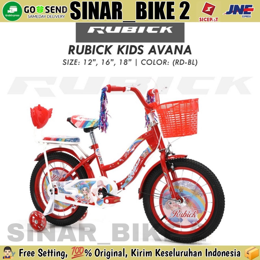 Sepeda Anak Perempuan RUBICK AVANA 12 ,16 &amp; 18 Inch Keranjang