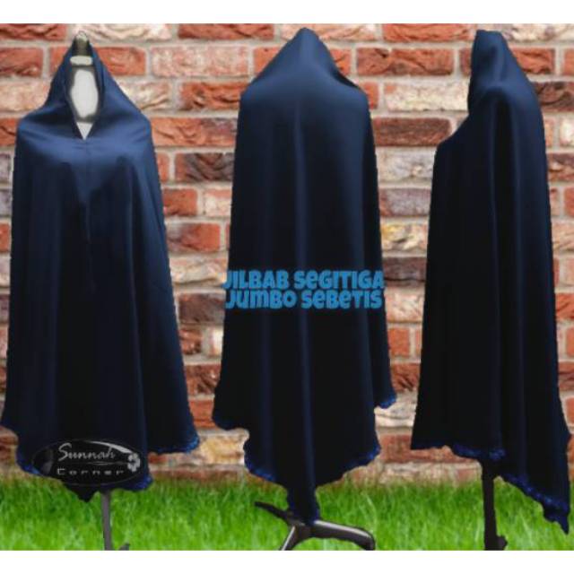 Jilbab segitiga jumbo sebetis 125/148cm