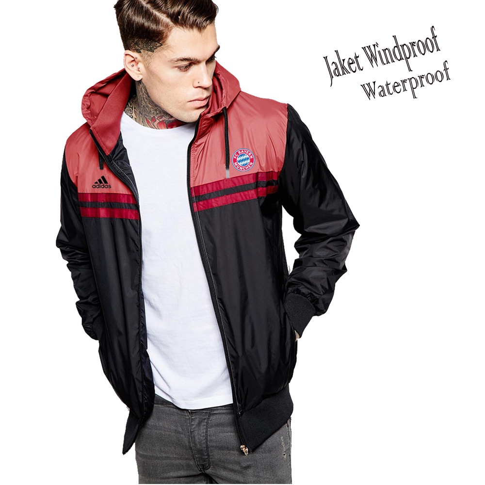 Jaket Bomber Windproof Logo Bayern Munchen Terbaru / Jacket Windbreakers Pria / Jaket Gunung Pria / 