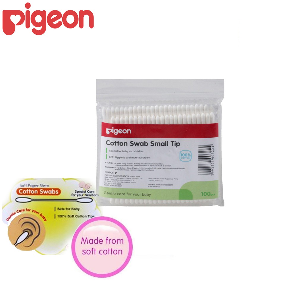 Pigeon Cotton Swab Small Tip Korek Kuping Bayi Pembersih Kuping - 100 Pcs