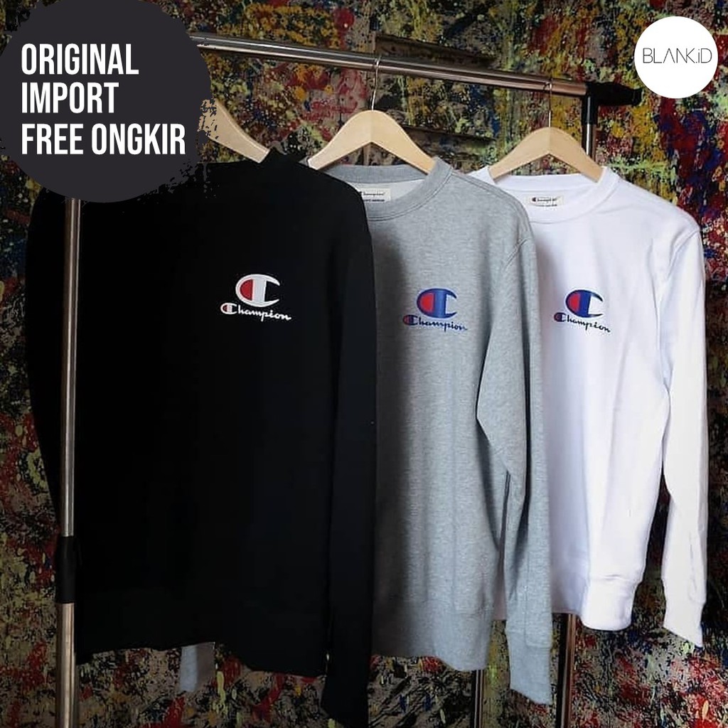 CREWNECK CHAMPION LOGO ORIGINAL - CREWNECK CHAMPION ORIGINAL - JAKET CHAMPION UNISEX - BLANKID