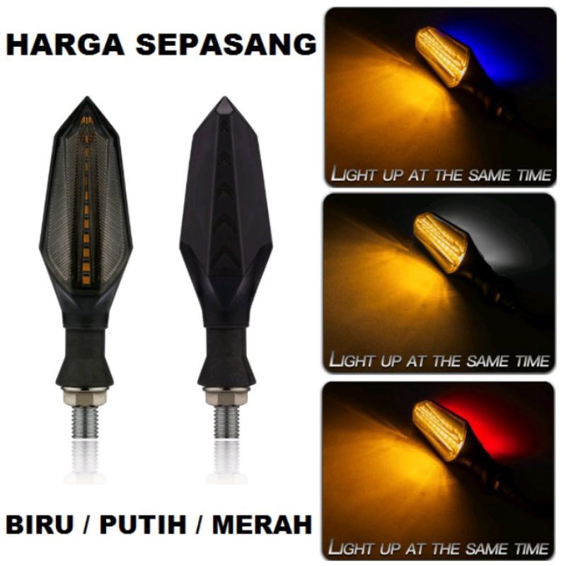 Lampu LED Sein Running Motor Dua Sisi Sein Jalan 2 DRL Warna Putih Biru Merah Universal Vario Byson 