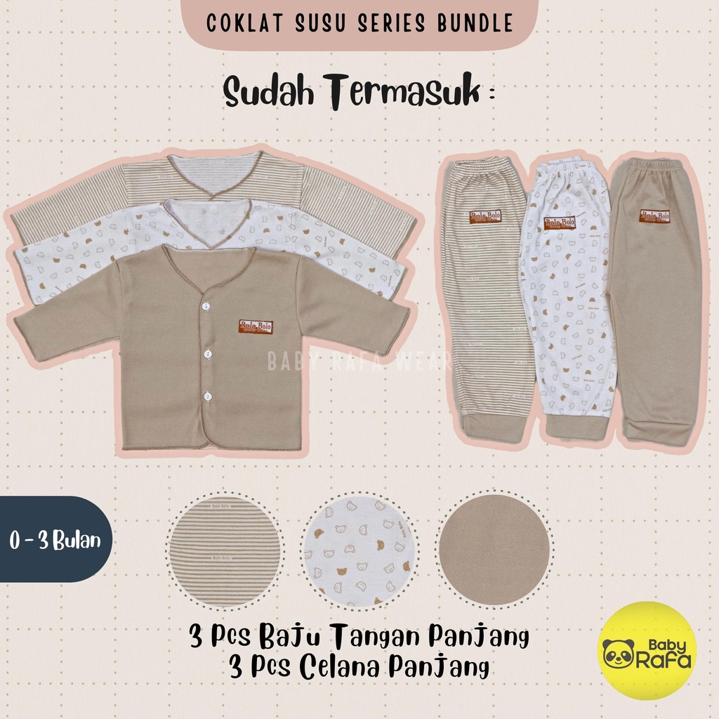 Serian Coklat Susu - 18 PCS Paket Lahiran Setelan Baju Bayi Celana Bayi Baru Lahir Gift Set Baby merk SNI Bolo - Bolo Serian Coklat Susu