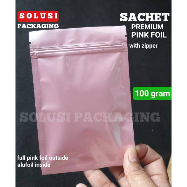 100 PCS SACHET FULL PINK 100 GRAM / PLASTIK KLIP PLASTIK AKSESORIS KANTONG MASKER COFFEE BAG KEMASAN