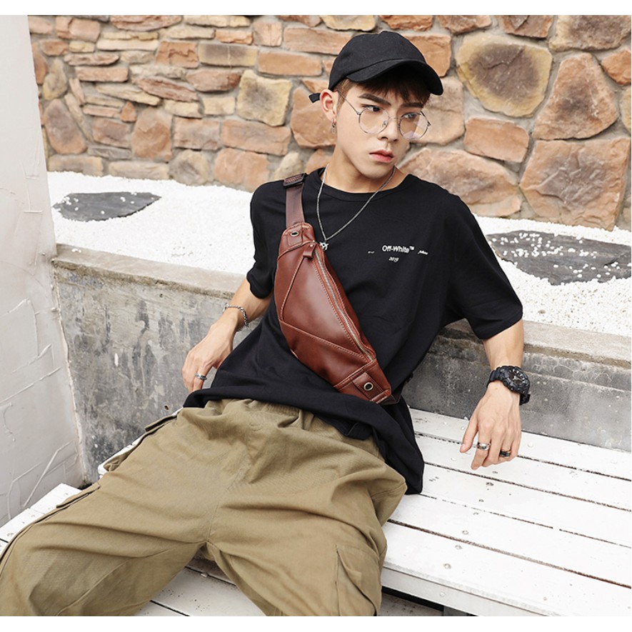 Waist Bag Pria Kulit Tas Bahu Pria Tas Pria Tas Selempang