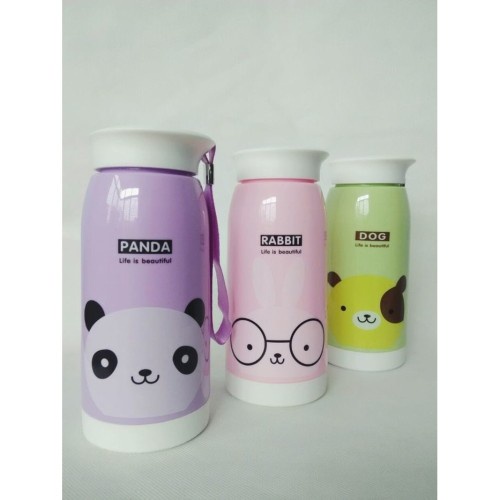 B34-1 Botol minum karakter Animal rabbit, panda , lion dan dog 550ml / Botol Anak Lucu Unik-3